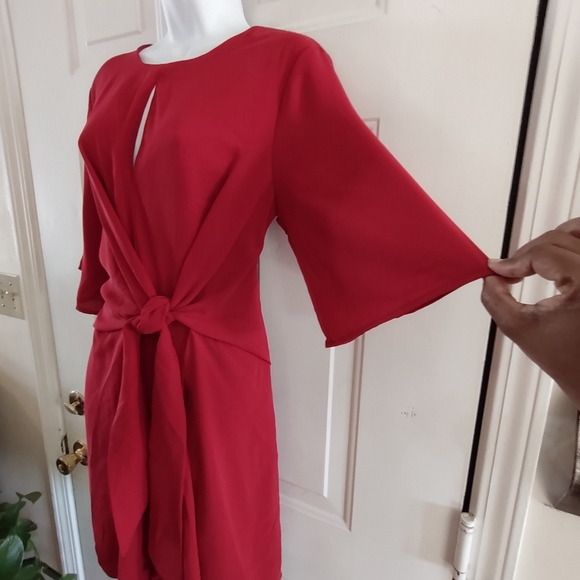 T C E C Red Tie Front Women's Dress. Size L. 🆕 - Picture 4 of 14